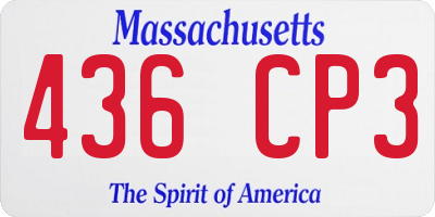 MA license plate 436CP3