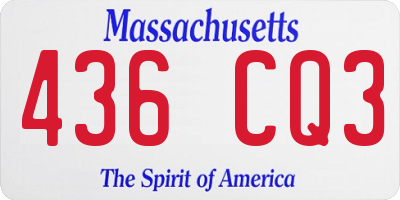 MA license plate 436CQ3