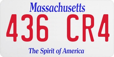 MA license plate 436CR4