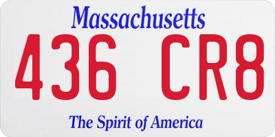 MA license plate 436CR8