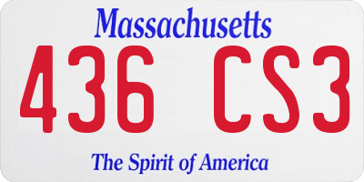 MA license plate 436CS3