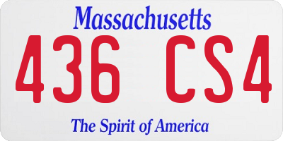 MA license plate 436CS4