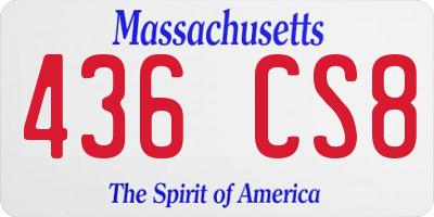 MA license plate 436CS8
