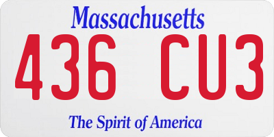 MA license plate 436CU3