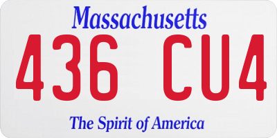 MA license plate 436CU4