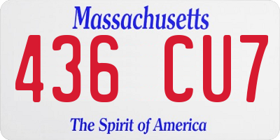 MA license plate 436CU7