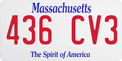MA license plate 436CV3