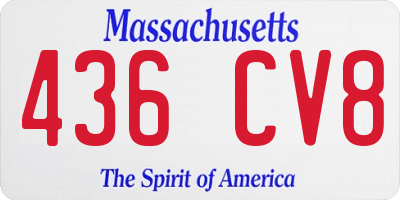 MA license plate 436CV8