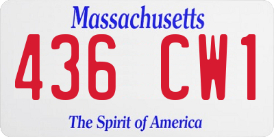 MA license plate 436CW1