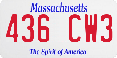 MA license plate 436CW3