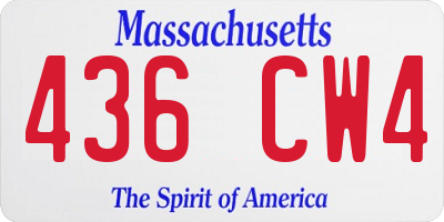 MA license plate 436CW4