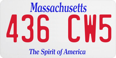 MA license plate 436CW5