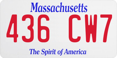 MA license plate 436CW7