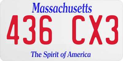 MA license plate 436CX3