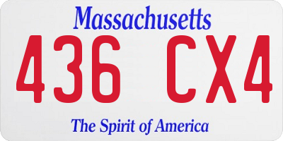MA license plate 436CX4