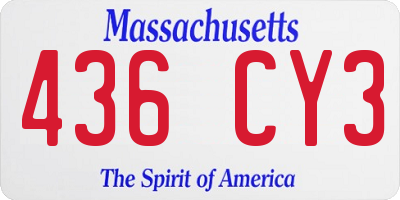 MA license plate 436CY3