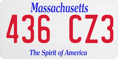 MA license plate 436CZ3
