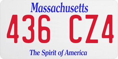 MA license plate 436CZ4