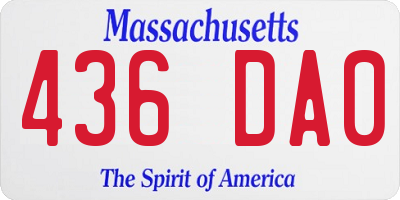 MA license plate 436DA0