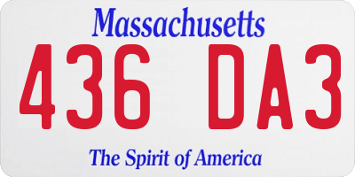 MA license plate 436DA3