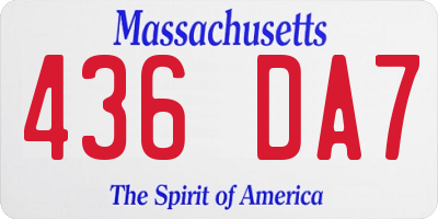 MA license plate 436DA7