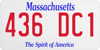 MA license plate 436DC1