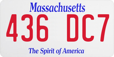 MA license plate 436DC7