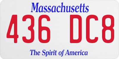 MA license plate 436DC8