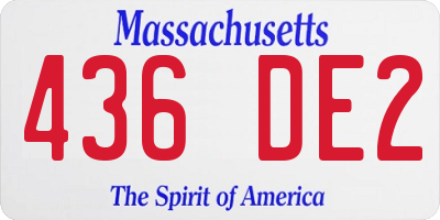 MA license plate 436DE2