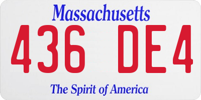 MA license plate 436DE4