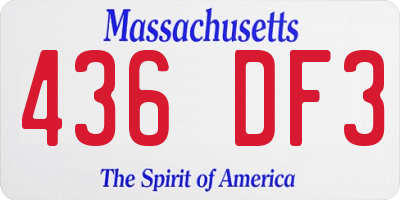 MA license plate 436DF3