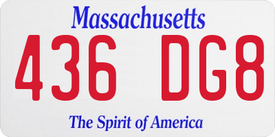 MA license plate 436DG8