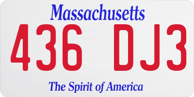MA license plate 436DJ3