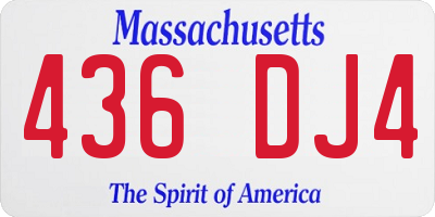 MA license plate 436DJ4