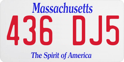 MA license plate 436DJ5