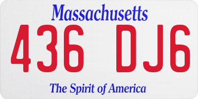 MA license plate 436DJ6