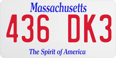 MA license plate 436DK3