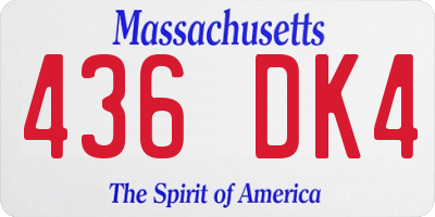 MA license plate 436DK4