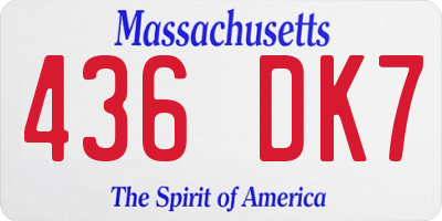 MA license plate 436DK7