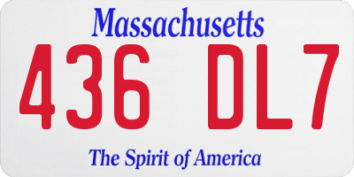 MA license plate 436DL7