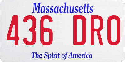 MA license plate 436DR0