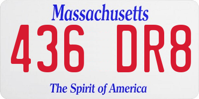 MA license plate 436DR8