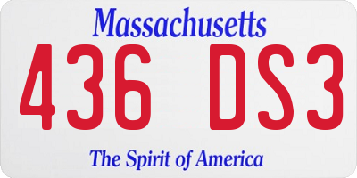 MA license plate 436DS3
