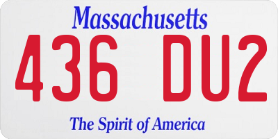 MA license plate 436DU2