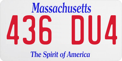 MA license plate 436DU4