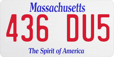 MA license plate 436DU5