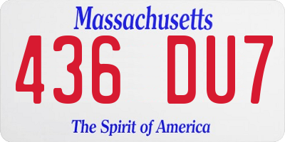 MA license plate 436DU7