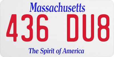 MA license plate 436DU8