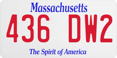 MA license plate 436DW2
