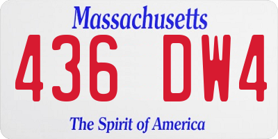 MA license plate 436DW4